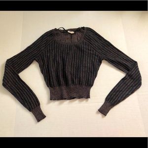 Rainbow Glitter Long Sleeve Black Top